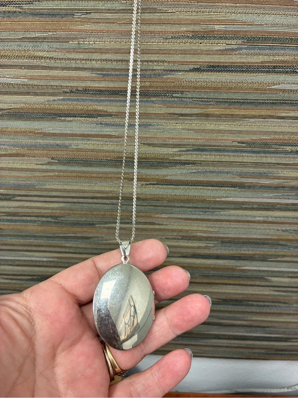 Antique Silver Cameo Locket Necklace - Silver 30”